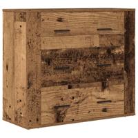 Dressoir 80x33x70 cm bewerkt hout oud houtkleurig - thumbnail