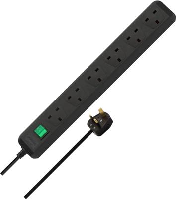 Brennenstuhl 1159503 Eco-verlengkabel 6-voudig zwart 1,5 m 05 VV-F 3 g1,25