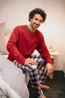 Warme rode heren pyjama Hajo - thumbnail
