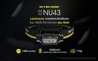 NiteCore NU43 Hoofdlamp LED werkt op een accu 1400 lm - thumbnail