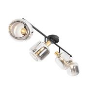 QAZQA Plafondspot zwart met goud met smoke glas 4-lichts - Zuzanna - thumbnail