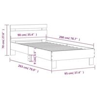Bedframe met hoofdbord en LED gerookt eikenkleurig 90x200 cm - thumbnail