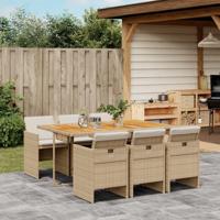 7-delige Tuinset met kussens poly rattan beige - thumbnail
