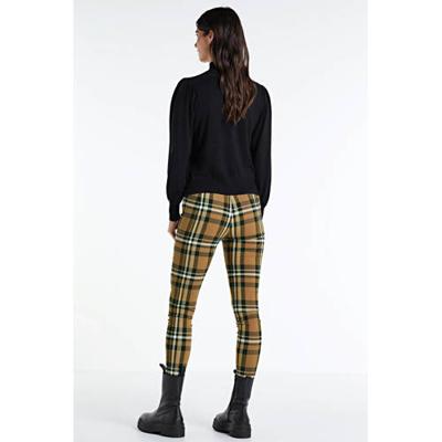 anytime tregging in geweven ruit camel