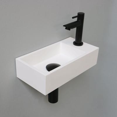 Fonteinset INK Versus 36x18x9 cm Polystone Mat Wit Met Kraangat Rechts Mat Zwart