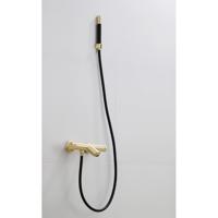 Badkraan Opbouw BWS Gold Pro met Staaf Handdouche Set Messing Mat Goud en Zwart - thumbnail