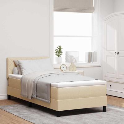 Boxspring bed met matras met hoofdeinde Crème 90 x 190 cm Stof