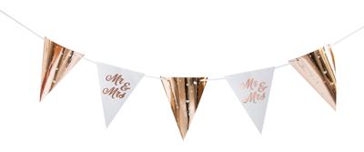 Vlaggenlijn Bruiloft Mr. & Mrs. Roségoud (6m)