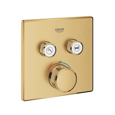 Grohe Inbouwkraan Grohtherm Smart Control Thermostaatkraan met 3-weg Omstelling Vierkant Cool Sunrise Geborsteld Grohe Inbouwkraan Grohtherm Smart Control Thermostaatkraan met 3-weg Omstelling Vierkant Cool Sunrise Geborsteld