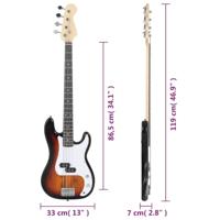 VidaXL Basgitaar voor beginners elektrisch met tas 4/4 46" bruin wit - thumbnail