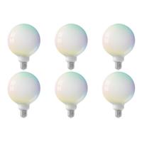 CALEX - LED Lamp 6 Pack - Globe - Smart LED G125 - E27 Fitting - Dimbaar - 5W - Aanpasbare Kleur CCT - RGB - Mat Wit - thumbnail