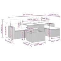 6-delige Loungeset met kussens poly rattan bruin - thumbnail