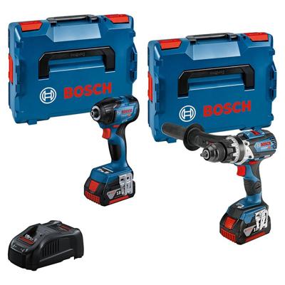 Bosch Professional GSB 18V-110 accu schroefklopboormachine + GDR 18V-210 C slagschroevendraaier 18V 5.0 Ah in L-BOXX - 0615990N2V