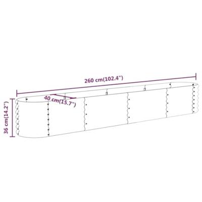 VidaXL Plantenbak 260x40x36 cm gegalvaniseerd staal grijs VidaXL Plantenbak 260x40x36 cm gegalvaniseerd staal grijs