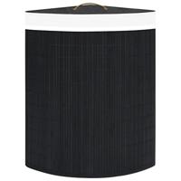 VidaXL Hoekwasmand 60 l bamboe zwart - thumbnail