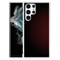 Samsung Galaxy S22 Ultra Doorzichtige Silicone Hoesje Geruit Rood - thumbnail