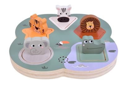 Small Foot - houten 3d dierengeluiden puzzel safari