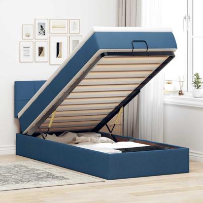 Bed met matras 140x190 cm stof blauw