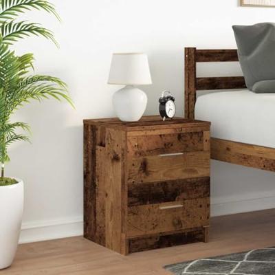 Nachtkastje met 2 lades 40x36x50 cm oud houtkleurig