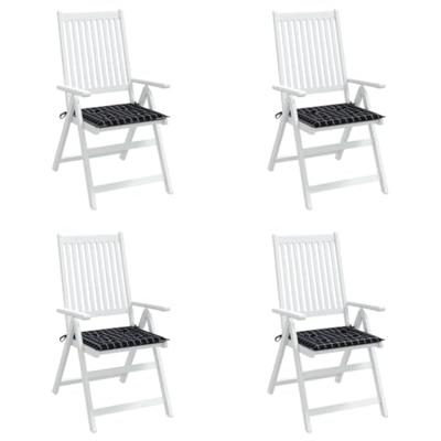 VidaXL Tuinstoelkussens 4 st ruitpatroon 50x50x3 cm stof zwart