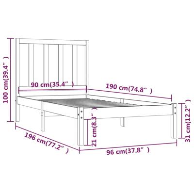 Bedframe massief grenenhout 90x190 cm