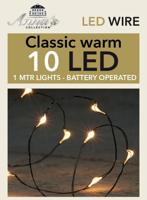 Led Indoor Zwart Draad 10L/1M Led Warm Wit - 10Cm Aanloopsnoer Incl 2X Cr2032/Ip20 kerstverlichting Anna's Collection - Annas collection - thumbnail