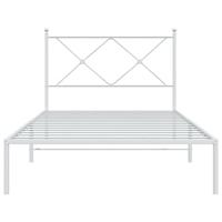 Bedframe met hoofdbord metaal wit 100x200 cm - thumbnail
