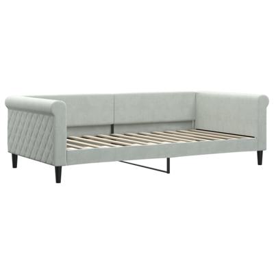 Slaapbank met matras 100x200 cm fluweel lichtgrijs