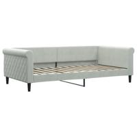 Slaapbank met matras 100x200 cm fluweel lichtgrijs - thumbnail