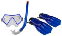 Waimea junior duik set met masker/snorkel/vin 34-38 kobalt blauw/zwart - thumbnail