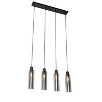 QAZQA Moderne hanglamp zwart met smoke glas 4-lichts - Stavelot - thumbnail