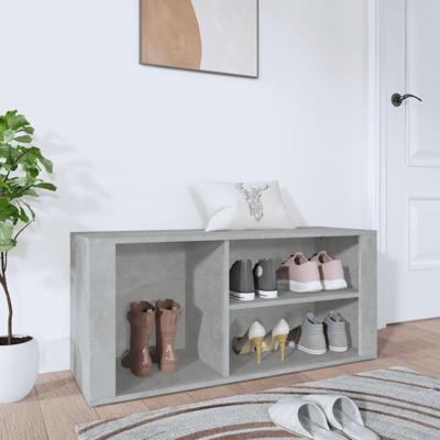 VidaXL Schoenenkast 100x35x45 cm bewerkt hout betongrijs VidaXL Schoenenkast 100x35x45 cm bewerkt hout betongrijs