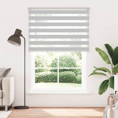 Zebra rolgordijn 155x200 cm stofbreedte 150,9 cm lichtgrijs
