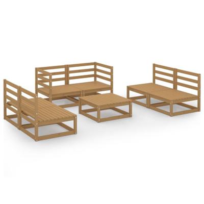 7-delige Loungeset massief grenenhout honingbruin - thumbnail