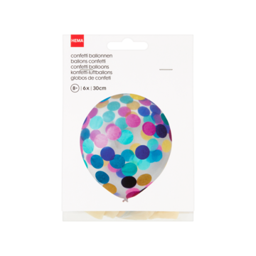 HEMA Confetti ballonnen - 6 stuks (multicolor)