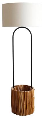 Artistiq Vloerlamp 'Kenyanna' Met plantenmand, Drijfhout