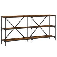 Wandtafel 160x30x75 cm bewerkt hout en ijzer gerookt eikenkleur - thumbnail