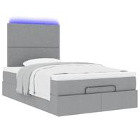 Ottoman bed met matras en LED's 120x200cm stof lichtgrijs - thumbnail