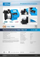 GÜDE 93907 Watervoorziening HWA 1100.1 VF 230 V 4600 l/h - thumbnail