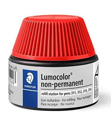 Viltstiftvulling Staedtler Lumocolor non-permanent 15ml rood Viltstiftvulling Staedtler Lumocolor non-permanent 15ml rood