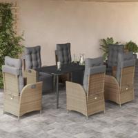 7-delige Tuinset met kussens poly rattan gemengd beige - thumbnail