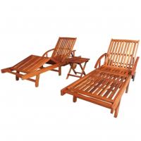 Ligbedden 2 st met tafel massief acaciahout - thumbnail