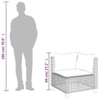 Tuinhoekbank met kussens poly rattan zwart - thumbnail