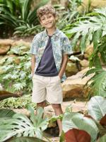 Jongensbermuda van katoen/linnen gemêleerd beige - thumbnail