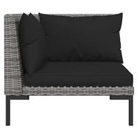 3-delige Loungeset halfrond poly rattan donkergrijs - thumbnail