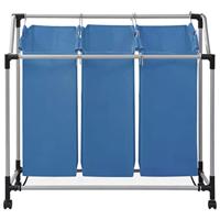 Wassorteerder met 3 zakken staal blauw - thumbnail