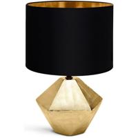 LED Tafellamp Keramiek - E14 Fitting - Mat Zwart/Goud - Stijlvolle Tafelverlichting - Aigi Uynimo XL - thumbnail