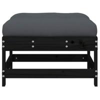 Tuinvoetenbank met kussen massief grenenhout zwart - thumbnail