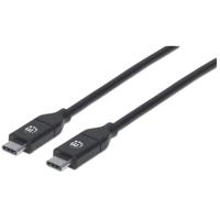 Manhattan USB 2.0 type C-aansluitkabel (USB 2.0 type C-stekker naar type C-stekker 480 Mbit/s 5 A) 2 m zwart 355247 - thumbnail
