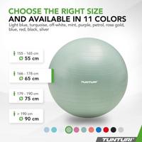 Tunturi Anti Burst Fitness bal met Pomp | Yoga bal 65 cm | 220 kg gebruikersgewicht | Incl Trainingsapp | Mint - thumbnail
